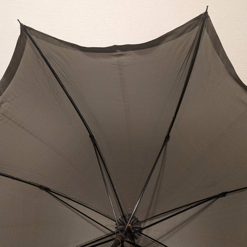 1919年 英国アンティーク 紳士用ブアンブレラ グリーン 純銀製 丸ハンドル 87cm